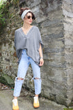 Lace trim silky top