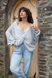 Ruffle sleeve knot detail jumper (Grey)