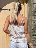 Pink floral patterned cami