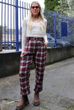 Burgundy check trousers