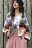 Crochet Striped knit cardigan