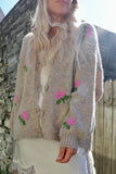 Knit rose detail cardigan