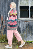 Pink geometric cardigan