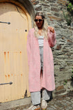 Open knit long cardigan (Soft pink)