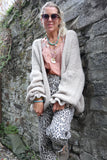 Ruffle sleeve cardigan (Beige)