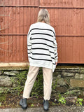 Black and white striped cardigan