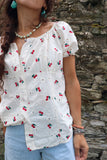 Cherry patterned bardot top