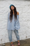 V neck knit jumper (Baby blue)