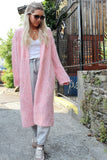 Open knit long cardigan (Soft pink)