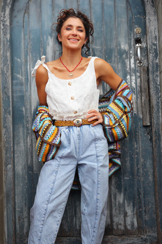Floral embroidered crop top