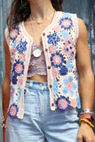Pink floral crochet waistcoat