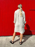 Linen pinstripe shirt dress