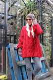 Oversized red cable knit jumper