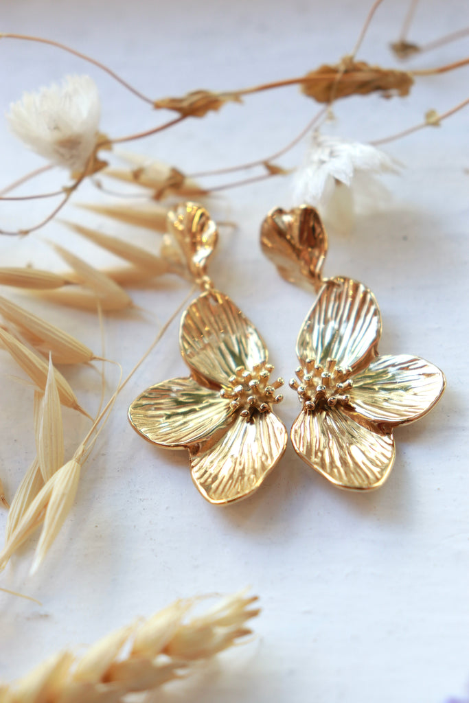 Cosmos flower drop earrings
