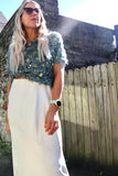 Sequin and feather detail top (Mint)