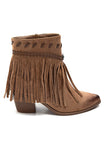 Fringe western ankle boots