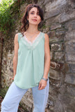 Sea green lace trim cami