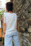 Floral patterned ruched blouse