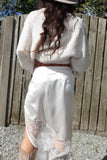Asymmetrical lace trim skirt (Pearl)