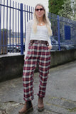 Burgundy check trousers