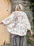 Floral embroidered crochet blouse