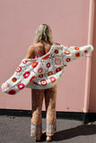 Pink floral crochet cardigan