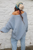 V neck knit jumper (Baby blue)