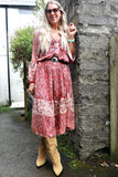 Red paisley midi dress