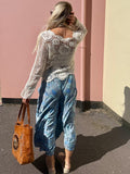 Tiered floral blue trousers