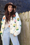 Flower applique cardigan