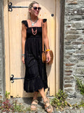 Black flutter sleeve dress