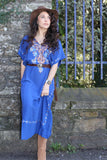 Floral embroidered blue dress