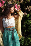 Floral lace balcony bralette (White)