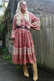 Red paisley midi dress