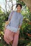 Silky lace trim jumper (Grey)