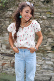 Cherry patterned bardot top