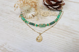 Beaded layered teardrop necklace