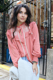 Peach embroidered blouse