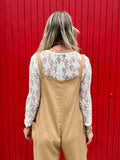 Long sleeve floral lace top(cream)