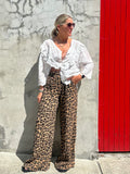 Leopard print cotton trousers