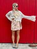 Scalloped floral crochet top