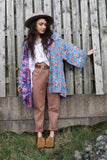 Short floral reversible kimono