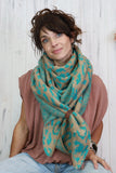 Blue leopard print soft knit scarf