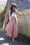 Pink linen balloon trousers
