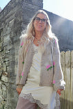 Knit rose detail cardigan