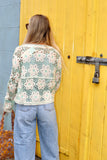Mint floral crochet cardigan