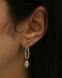 Agate beaded drop earrings (Gold)