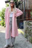 Open knit long cardigan (Soft pink)