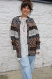 Earth toned geometric knit cardigan