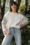 Colourful crochet sleeve jumper
